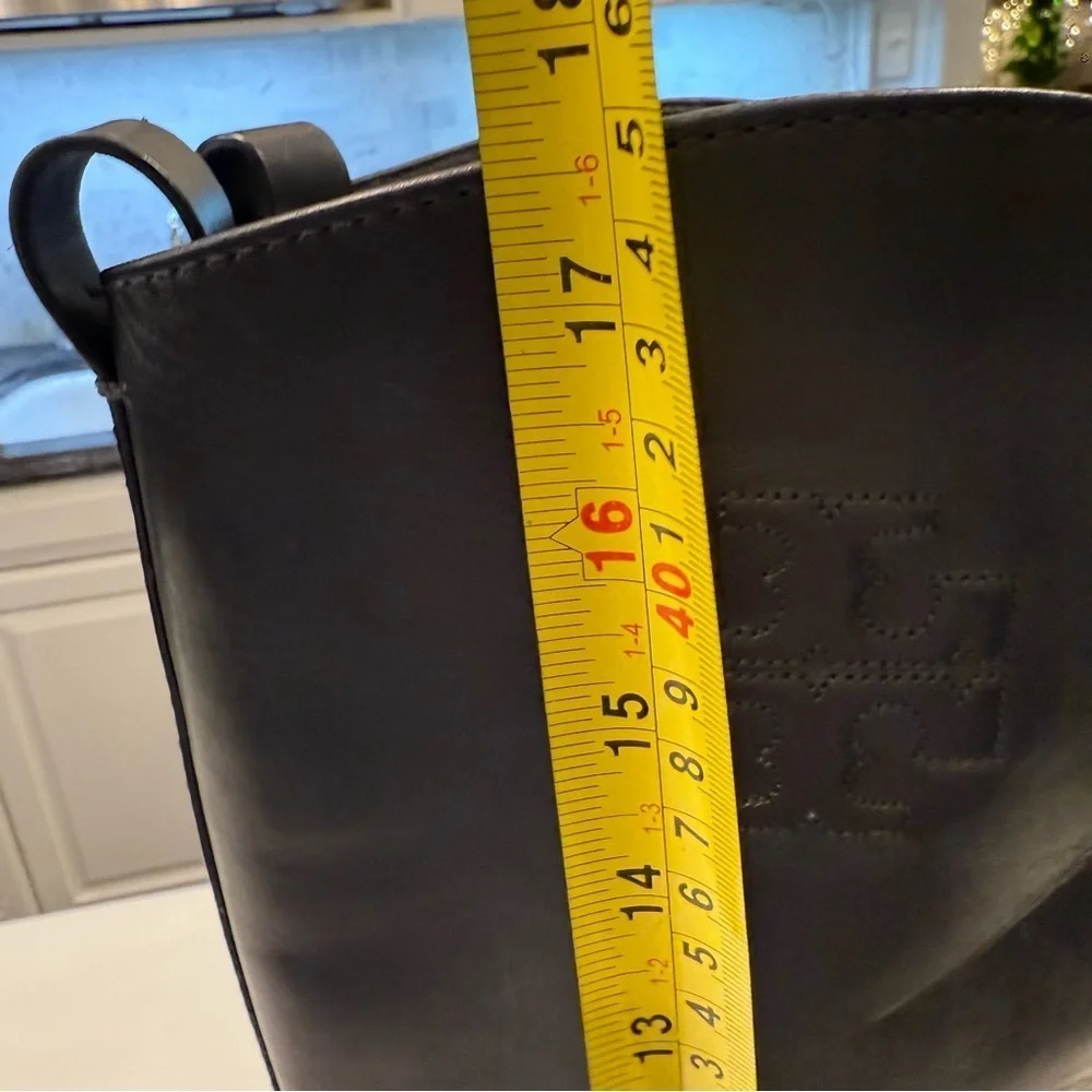 Tory Burch Women’s The Riding Boot Size 8 Black Leather Embossed Logo NEW